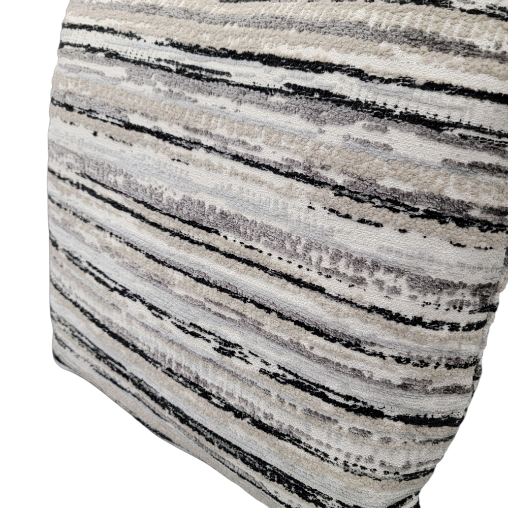 Modern Textured Striped Throw Pillow Covers Set of 2 Black Gray Cream 19”x19” - Picture 7 of 16